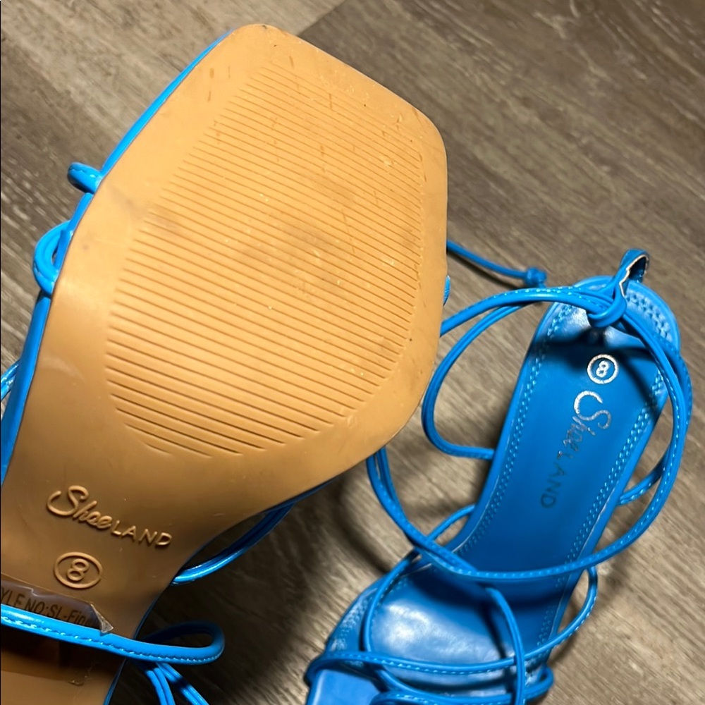 ❌SOLD❌Blue Strappy Lace-Up Heels - Picture 10 of 14